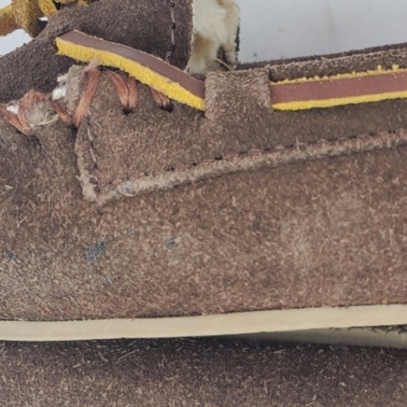 Minnetonka Cally Moccasins Chocolate Brown Suede Slipper Pile Lined 4012 Wmns 6 - Picture 11 of 16